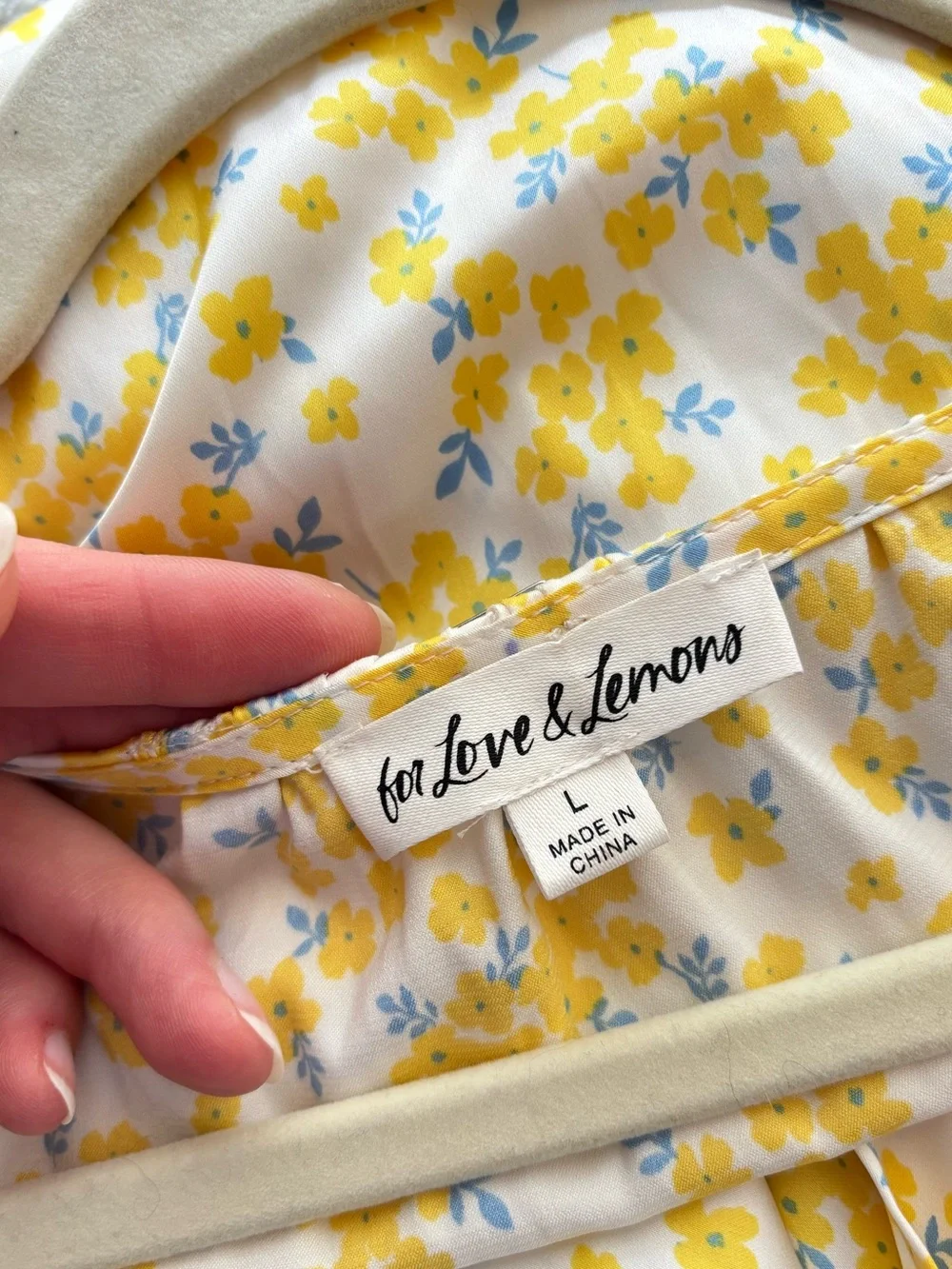 NWOT For Love & Lemons Daffodil Yellow Floral Lace Belted Mini Dress Size Large - Picture 10 of 16